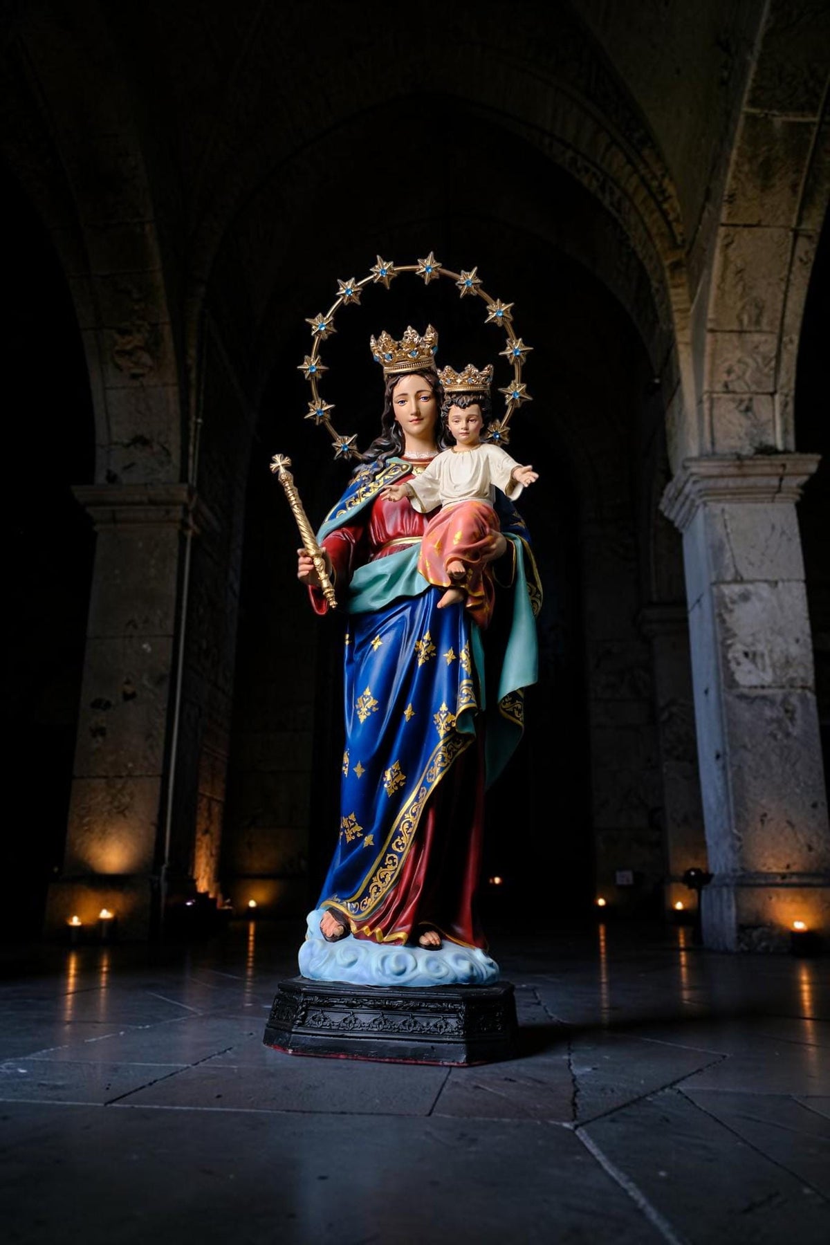 Our Lady Help of Christians Statue, 50cm Virgin Mary with Child Jesus Catholic Decor __etsy:8535937145