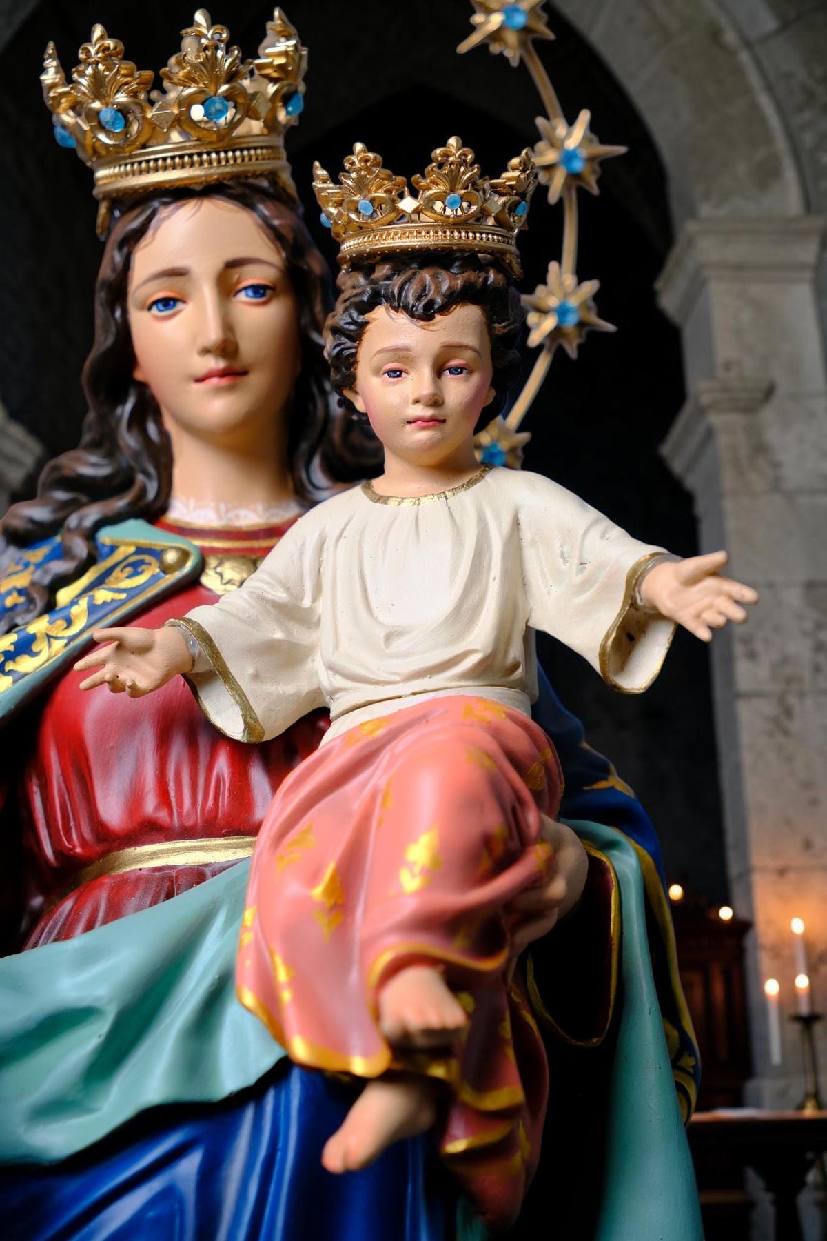 Our Lady Help of Christians Statue, 50cm Virgin Mary with Child Jesus Catholic Decor __etsy:8535937153