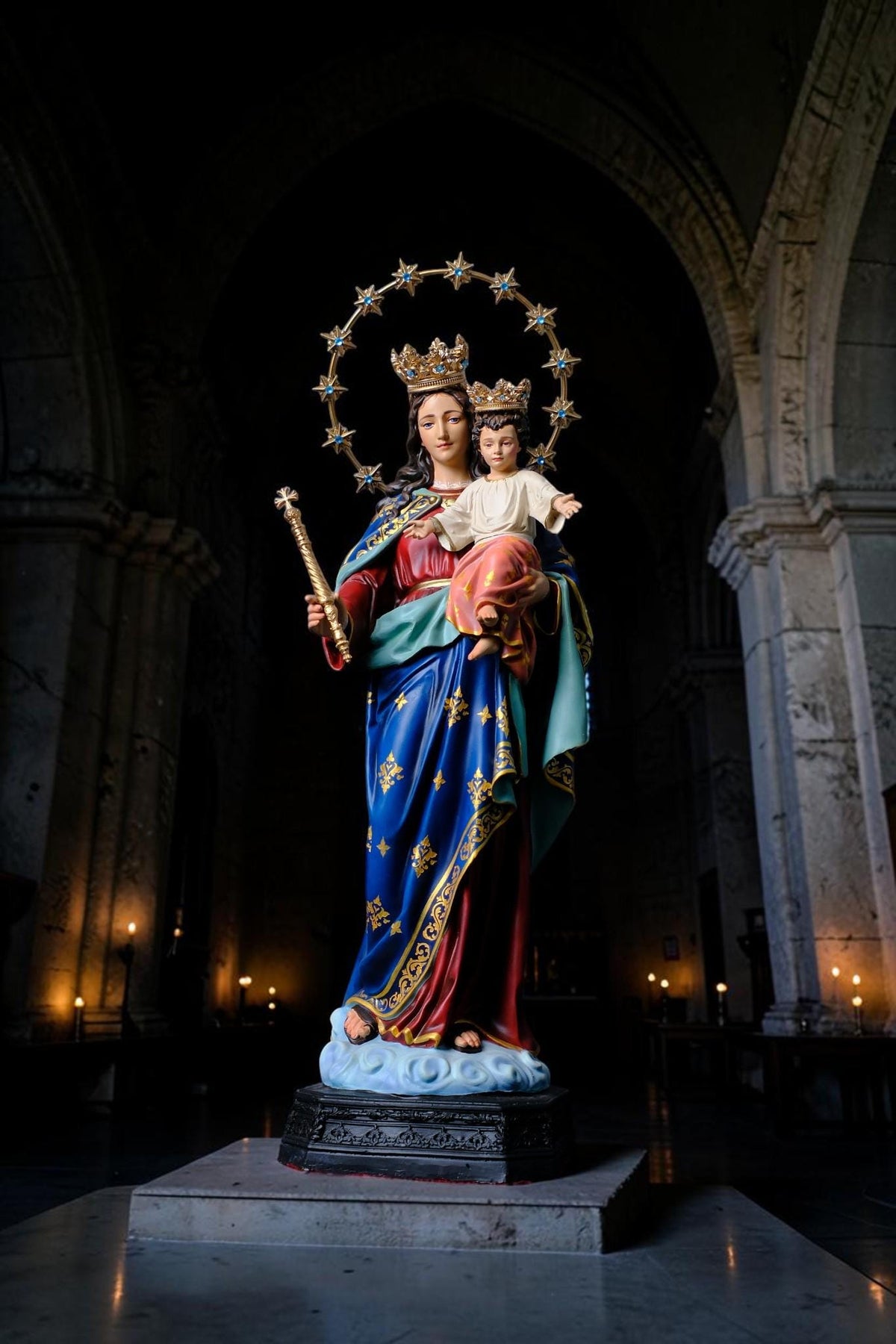 Our Lady Help of Christians Statue, 50cm Virgin Mary with Child Jesus Catholic Decor __etsy:8535937213