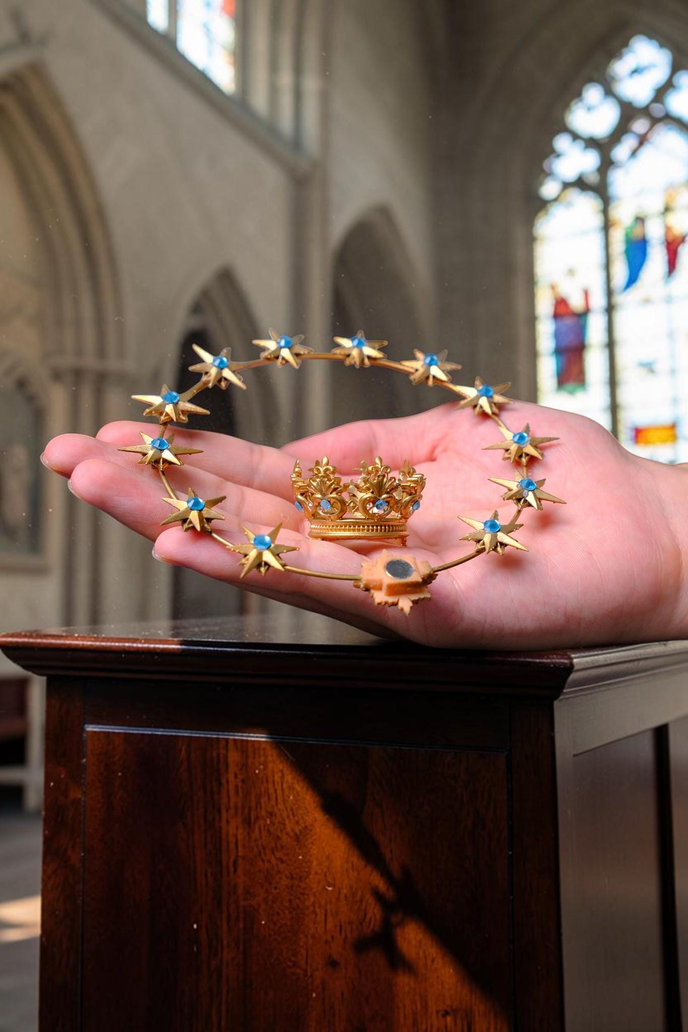 Gold Plated Brass 12 Star Halo, Radiant Rays, Religious Statue Accessory