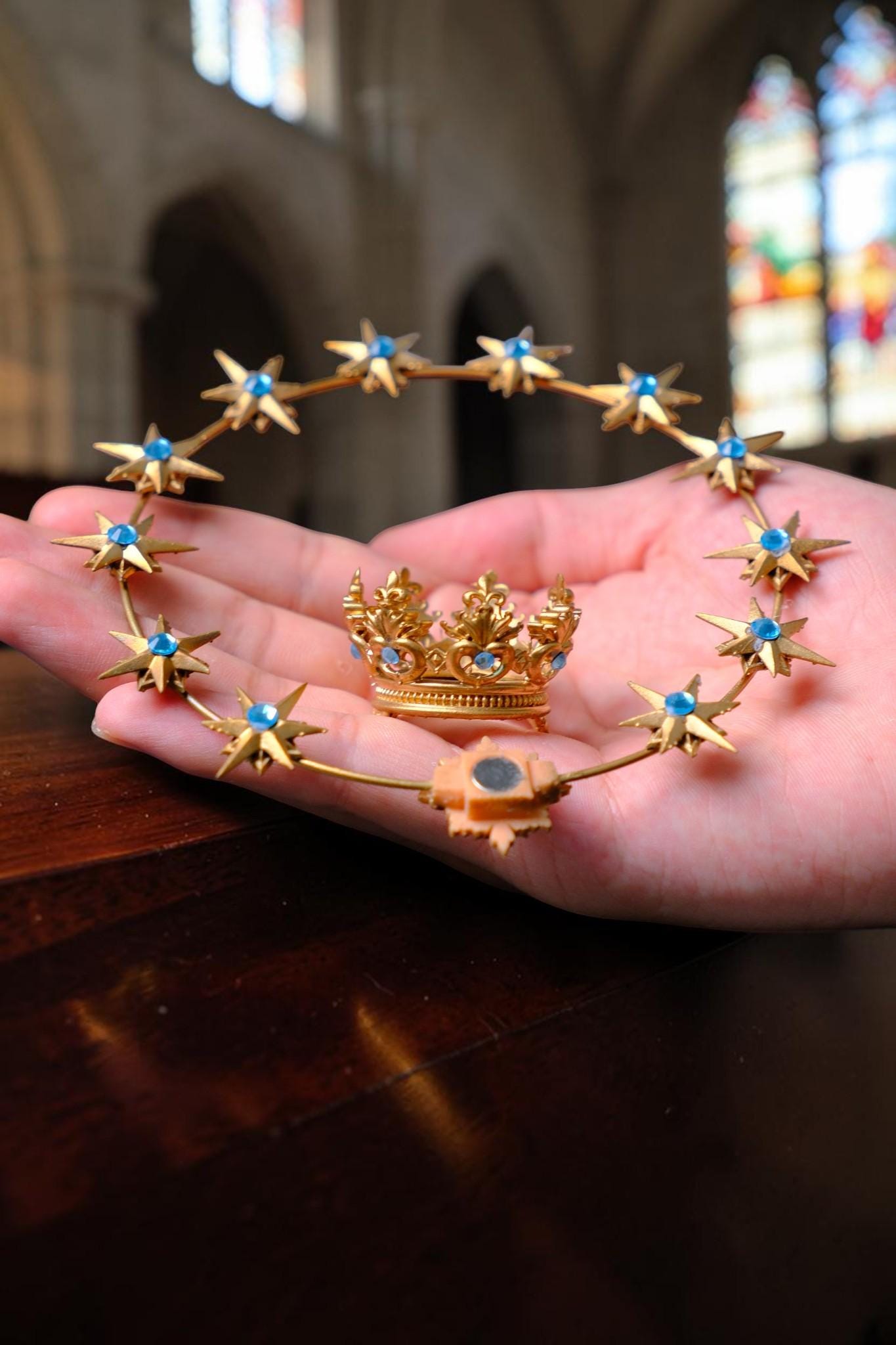 Gold Plated Brass 12 Star Halo, Radiant Rays, Religious Statue Accessory