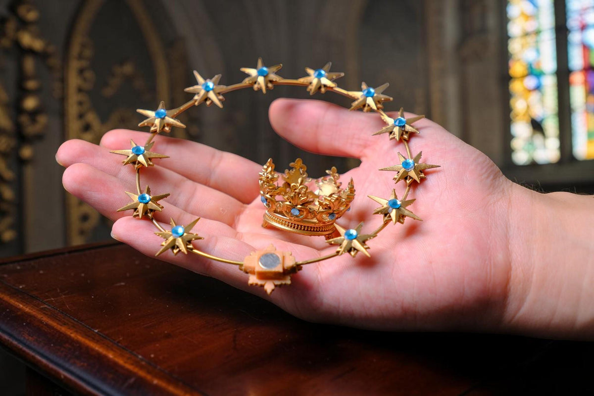 Gold Plated Brass 12 Star Halo, Radiant Rays, Religious Statue Accessory
