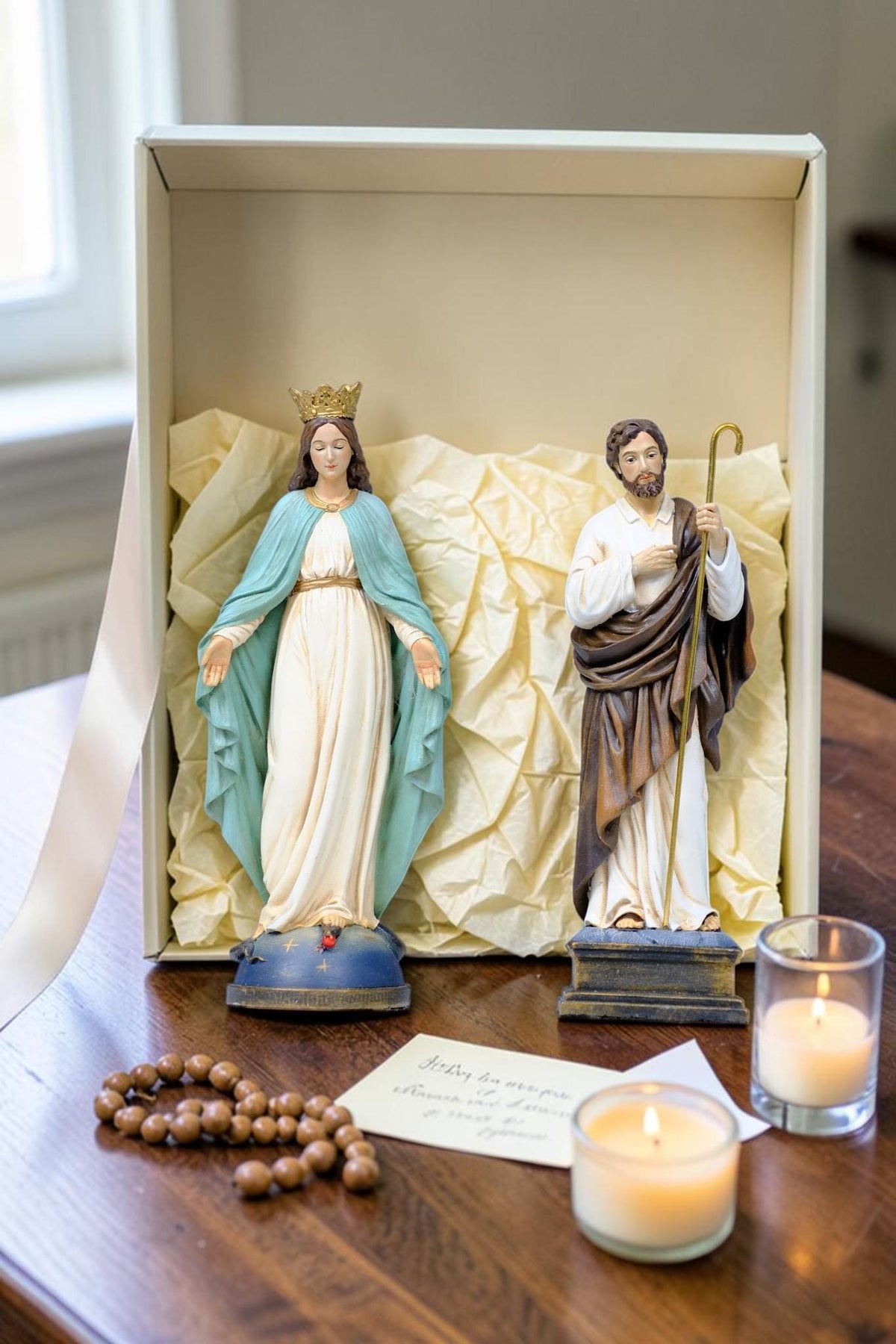 Hand-Painted Saint Joseph Statue, 13cm Catholic Figurine, Home Altar Decor