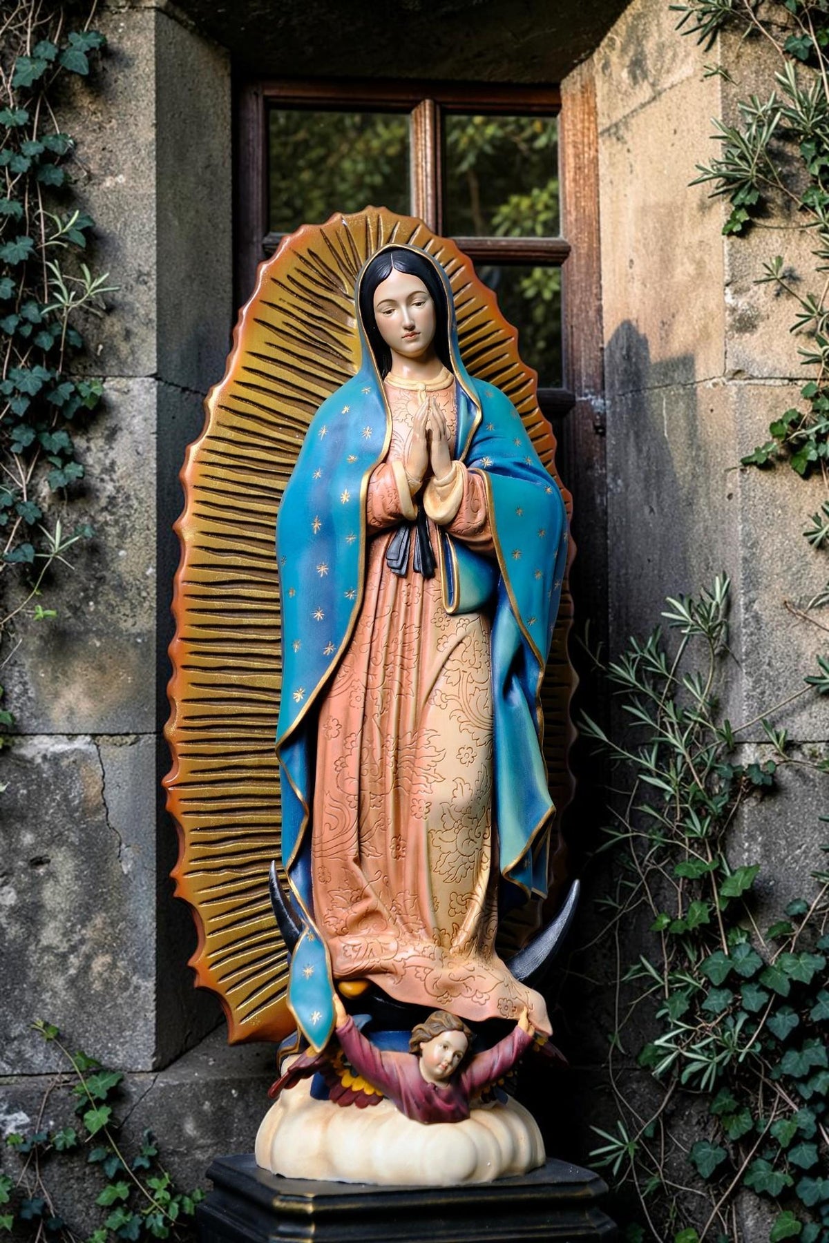 Our Lady of Guadalupe Statue 27cm 44cm Hand Painted Catholic Virgin Mary