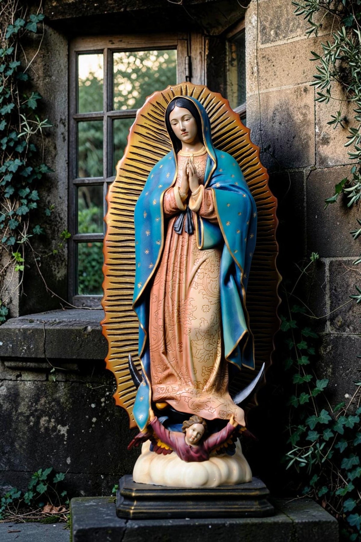 Our Lady of Guadalupe Statue 27cm 44cm Hand Painted Catholic Virgin Mary