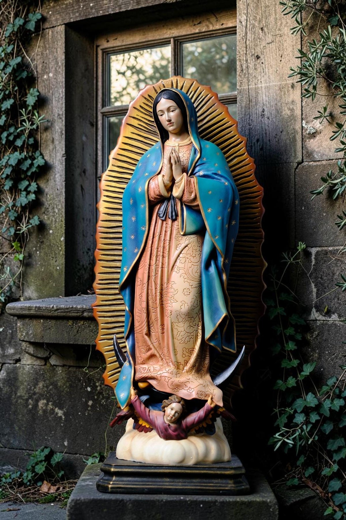 Our Lady of Guadalupe Statue 27cm 44cm Hand Painted Catholic Virgin Mary