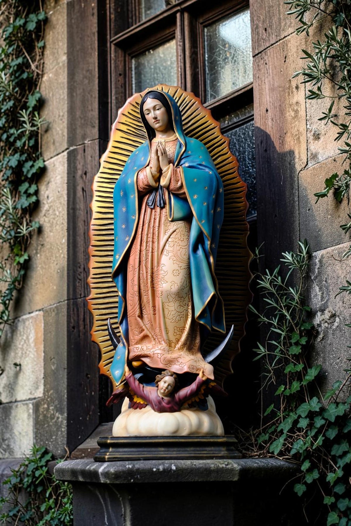 Our Lady of Guadalupe Statue 27cm 44cm Hand Painted Catholic Virgin Mary