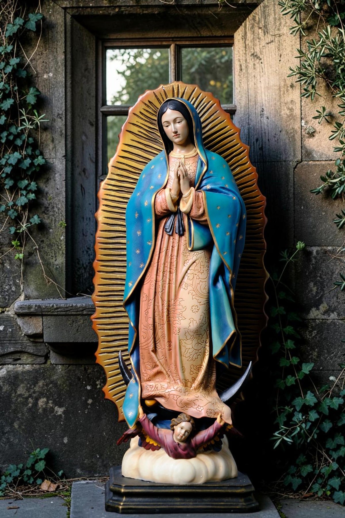 Our Lady of Guadalupe Statue 27cm 44cm Hand Painted Catholic Virgin Mary