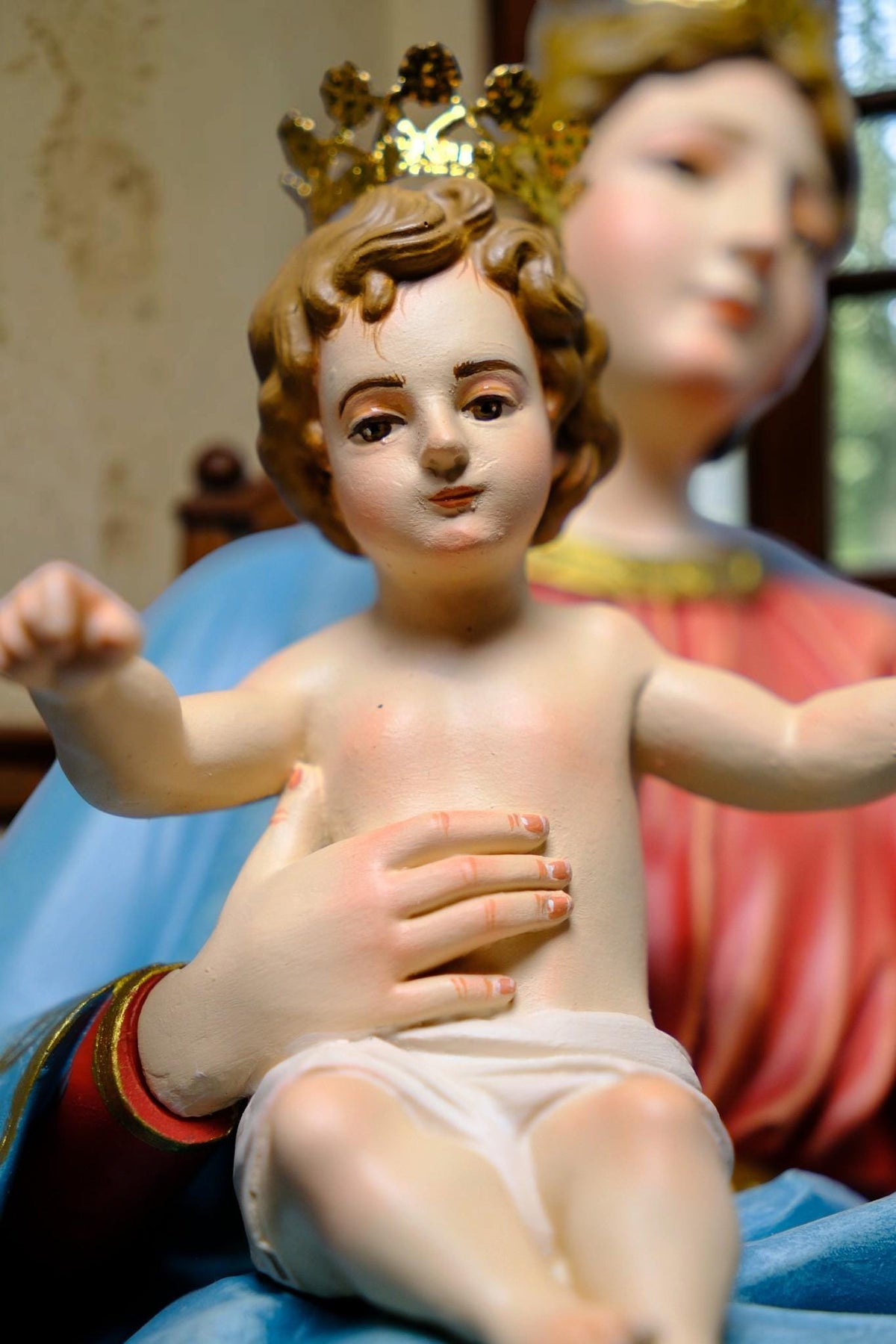 Our Lady of the Rosary Statue 30cm Crowned Virgin Mary with Child Jesus