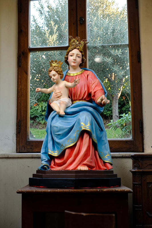 Our Lady of the Rosary Statue 30cm Crowned Virgin Mary with Child Jesus