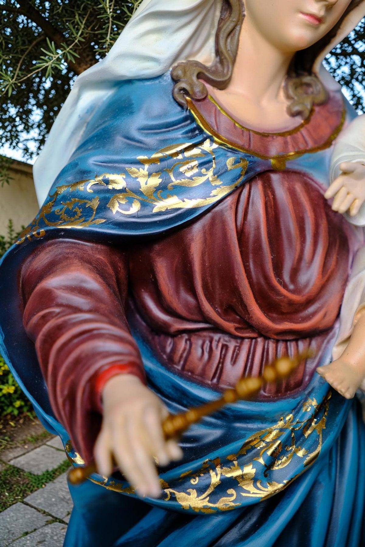 Madonna and Child Statue 50cm Antique Catholic Virgin Mary Holding Baby Jesus