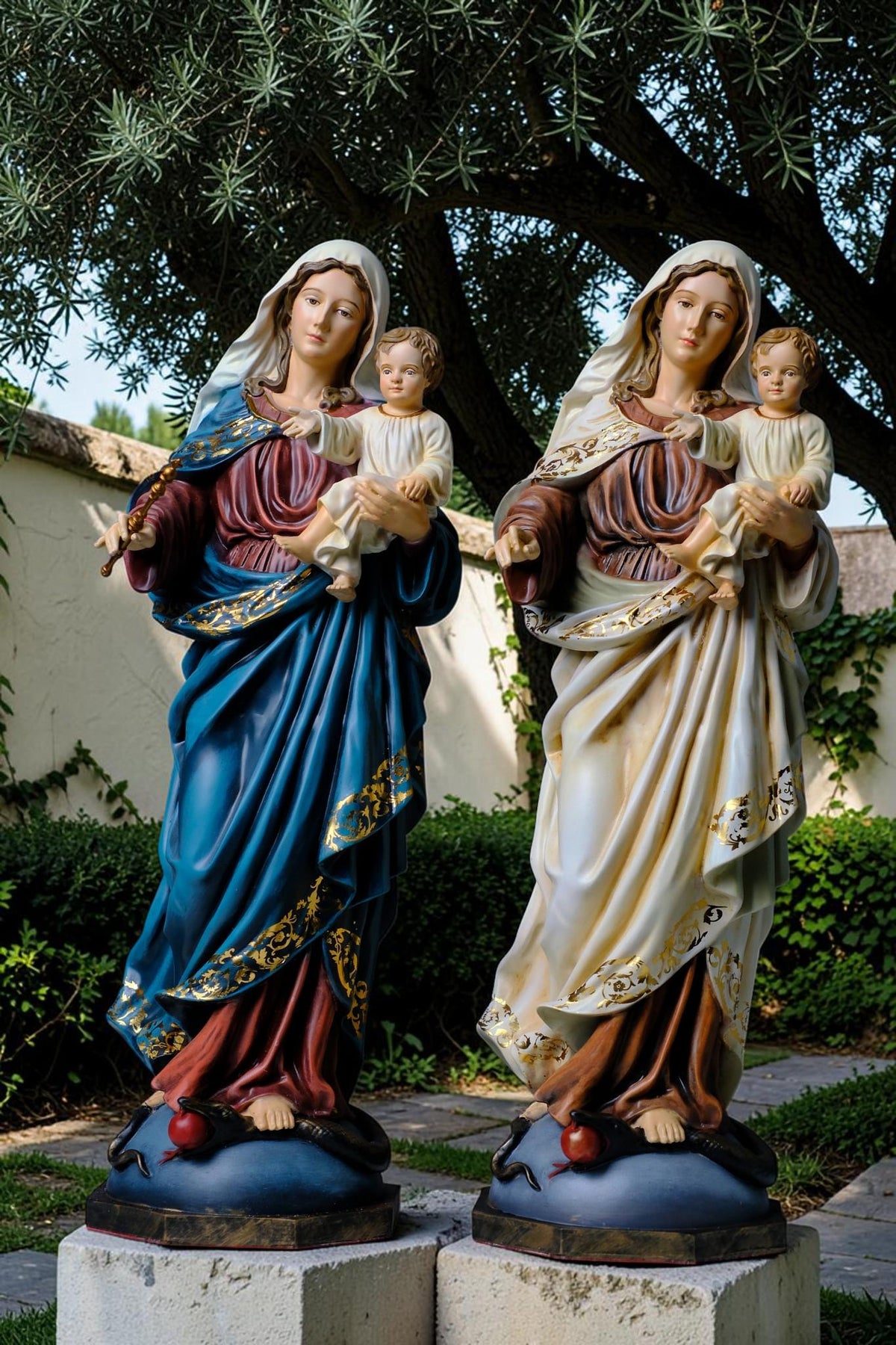 Madonna and Child Statue 50cm Antique Catholic Virgin Mary Holding Baby Jesus