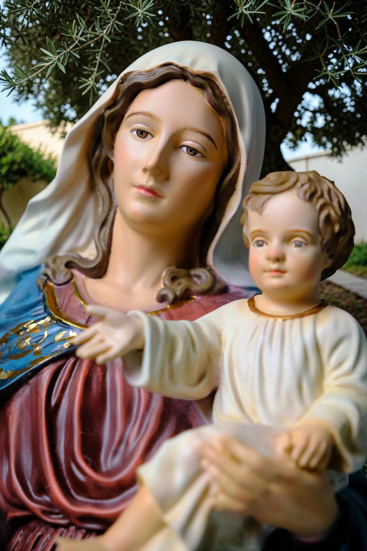 Madonna and Child Statue 50cm Antique Catholic Virgin Mary Holding Baby Jesus