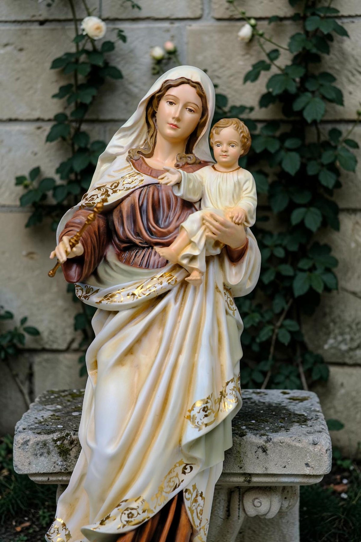 Mother Mary and Baby Jesus Statue 50cm Traditional Catholic Religious Art