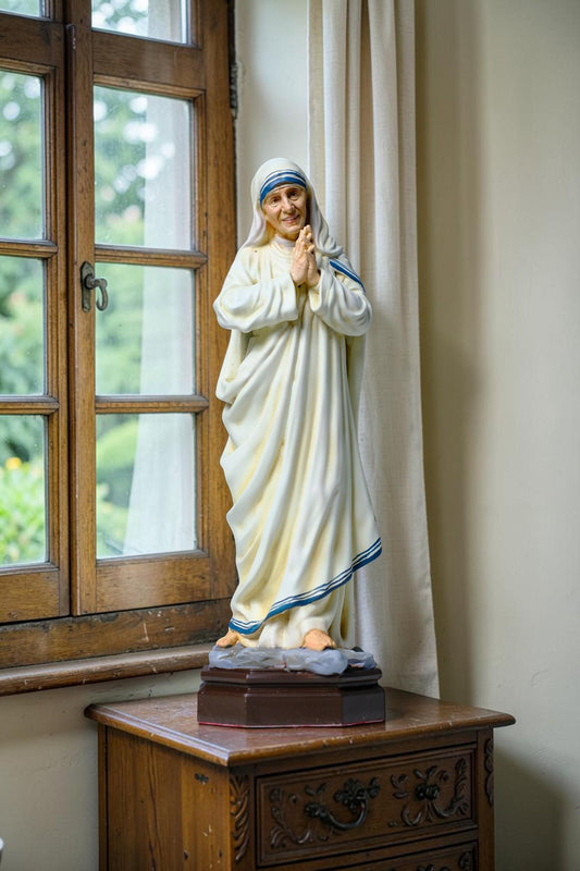 Saint Mother Teresa Statue 25cm Antique Catholic Stone Resin Religious Figurine