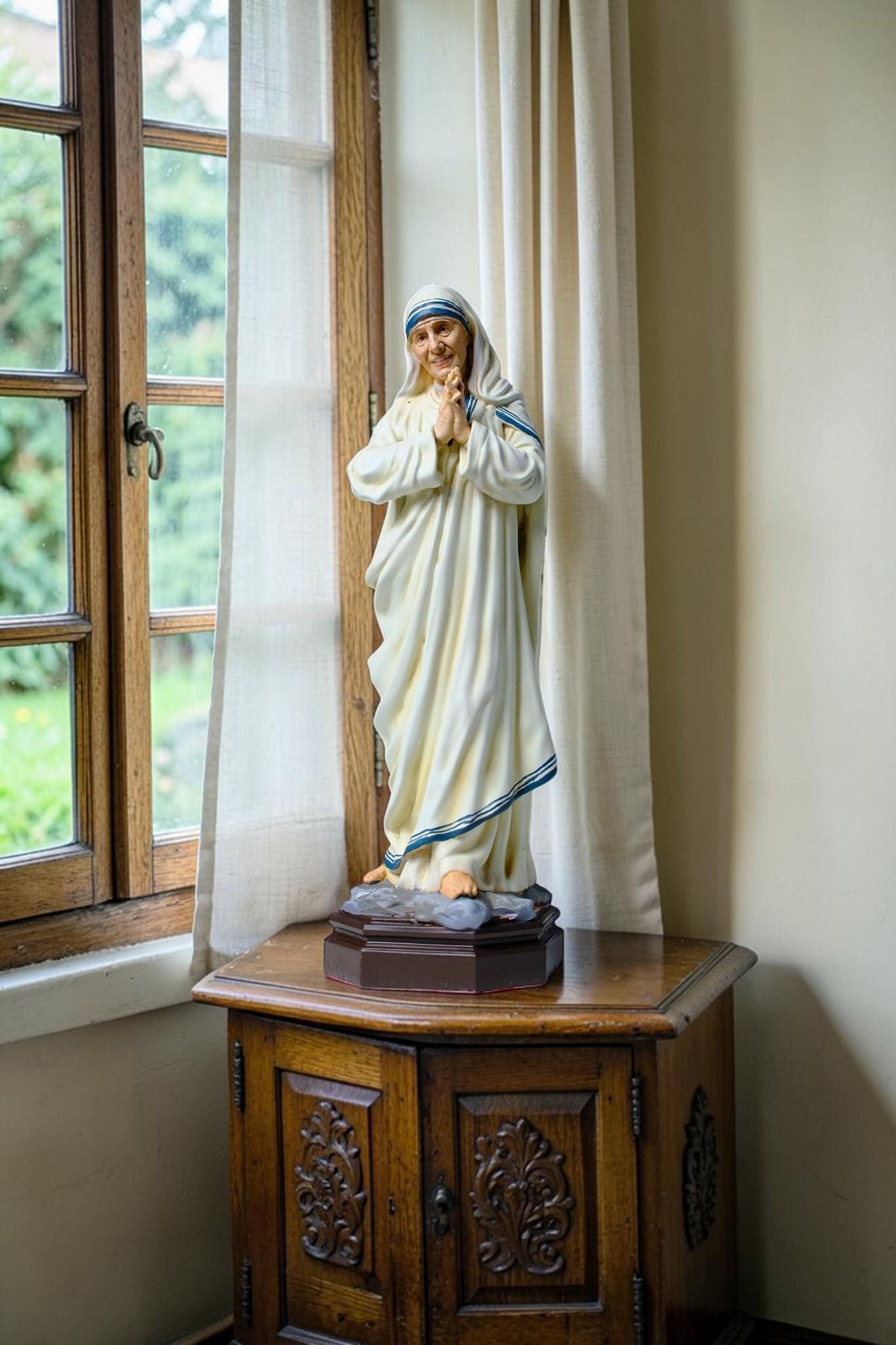 Saint Mother Teresa Statue 25cm Antique Catholic Stone Resin Religious Figurine