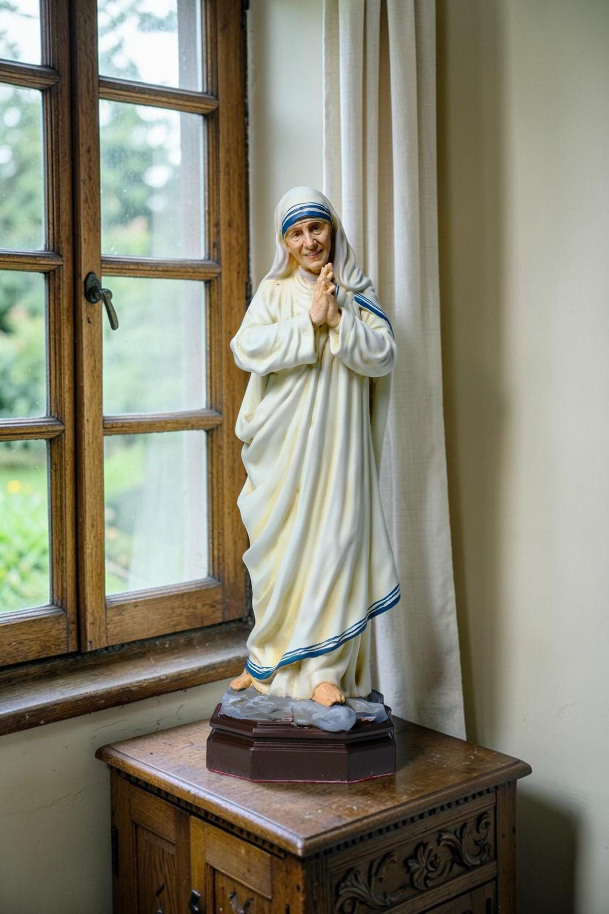 Saint Mother Teresa Statue 25cm Antique Catholic Stone Resin Religious Figurine