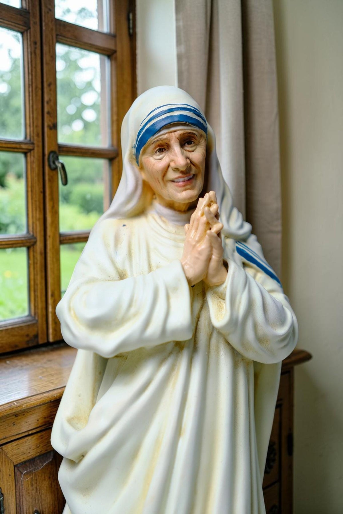 Saint Mother Teresa Statue 25cm Antique Catholic Stone Resin Religious Figurine