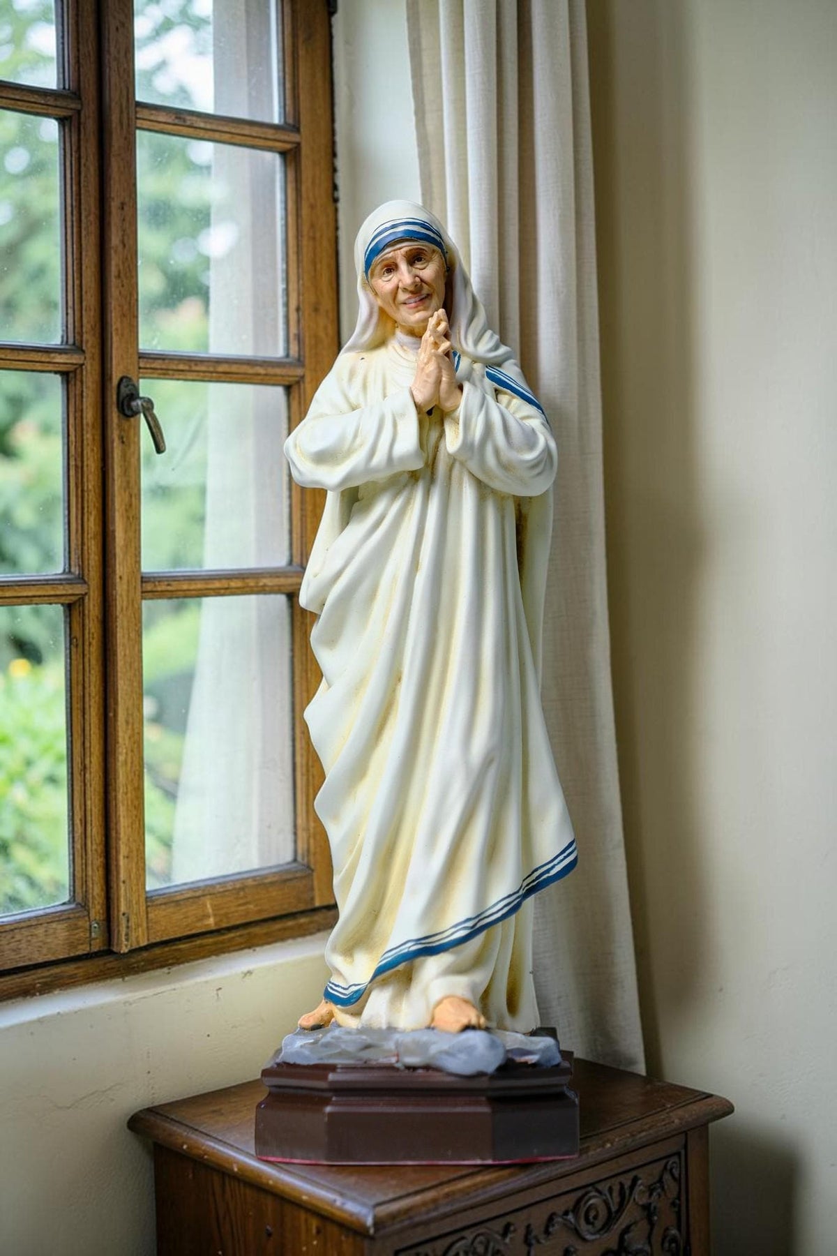 Saint Mother Teresa Statue 25cm Antique Catholic Stone Resin Religious Figurine