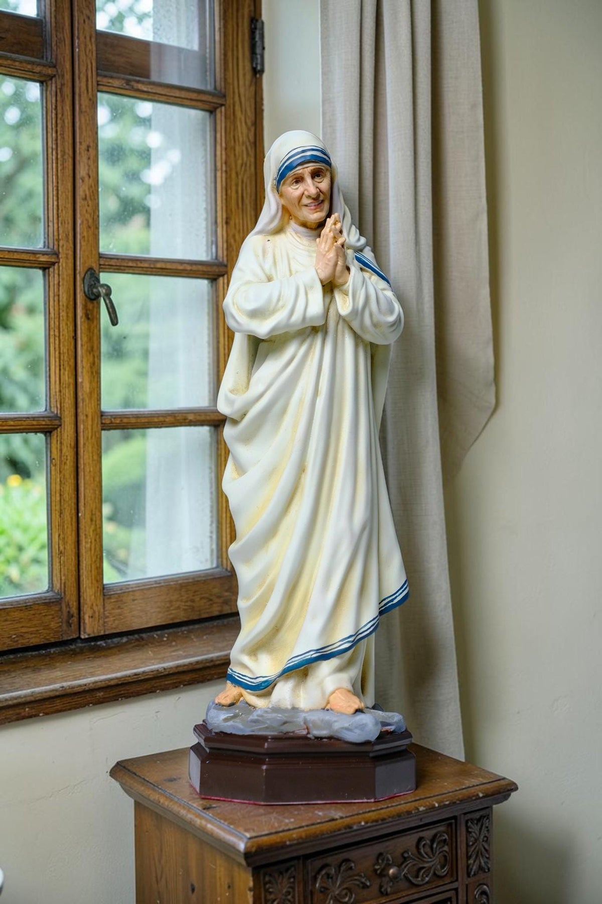 Saint Mother Teresa Statue 25cm Antique Catholic Stone Resin Religious Figurine
