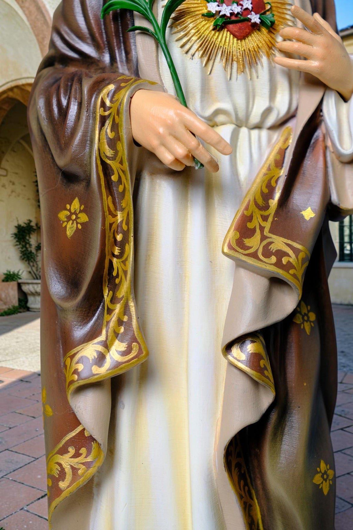 Saint Joseph Statue 40cm Green Hand Painted Catholic Stone Resin Sculpture