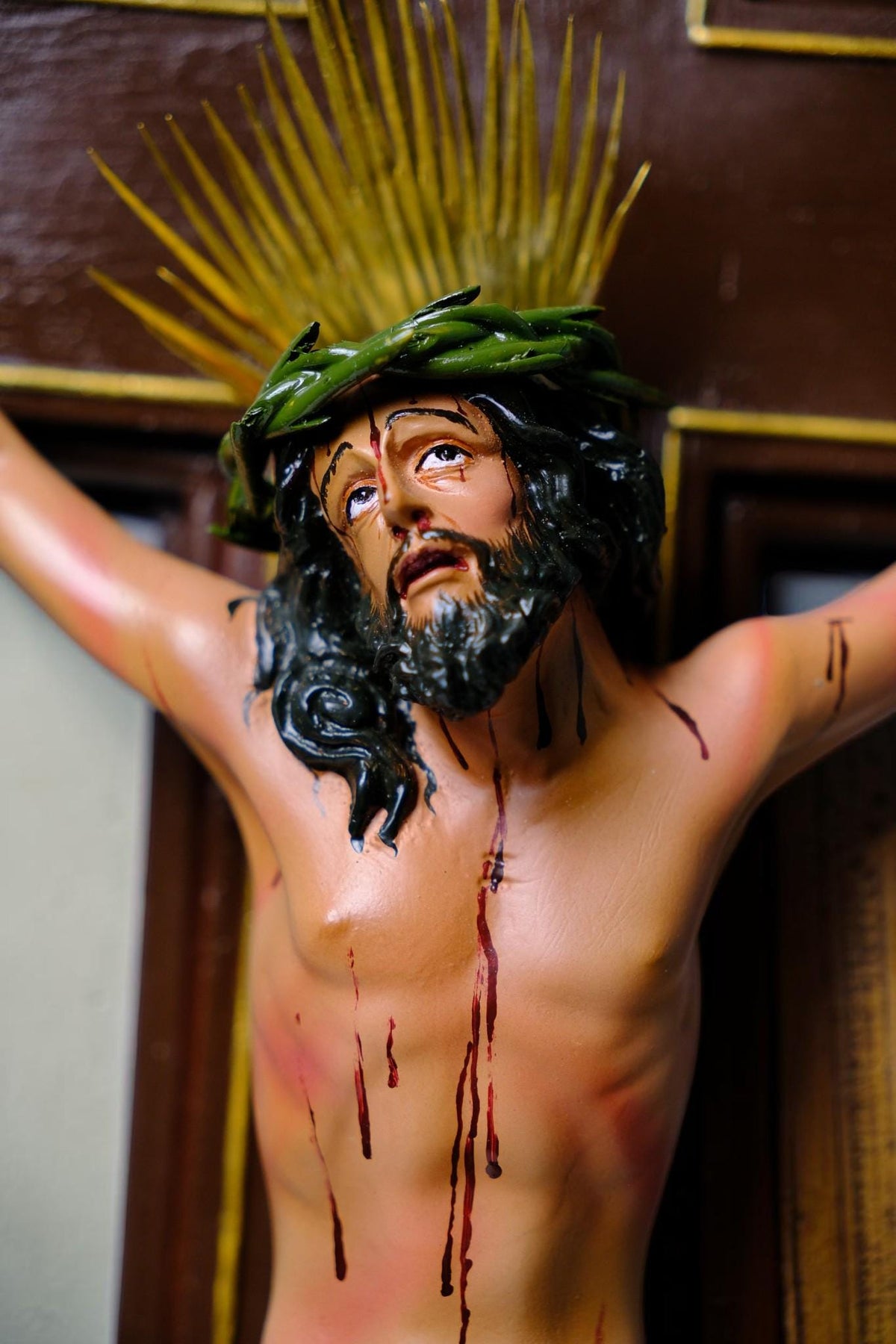 Jesus on the Cross 55cm Antique Style Catholic Crucifix Stone Resin Statue
