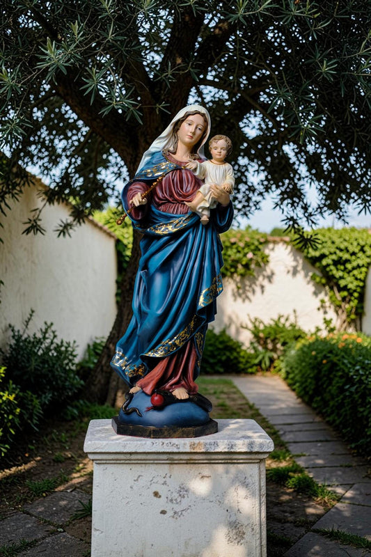 Madonna and Child Statue 50cm Antique Catholic Virgin Mary Holding Baby Jesus