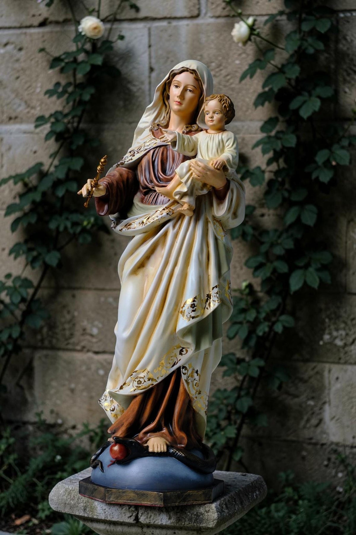 Mother Mary and Baby Jesus Statue 50cm Traditional Catholic Religious Art