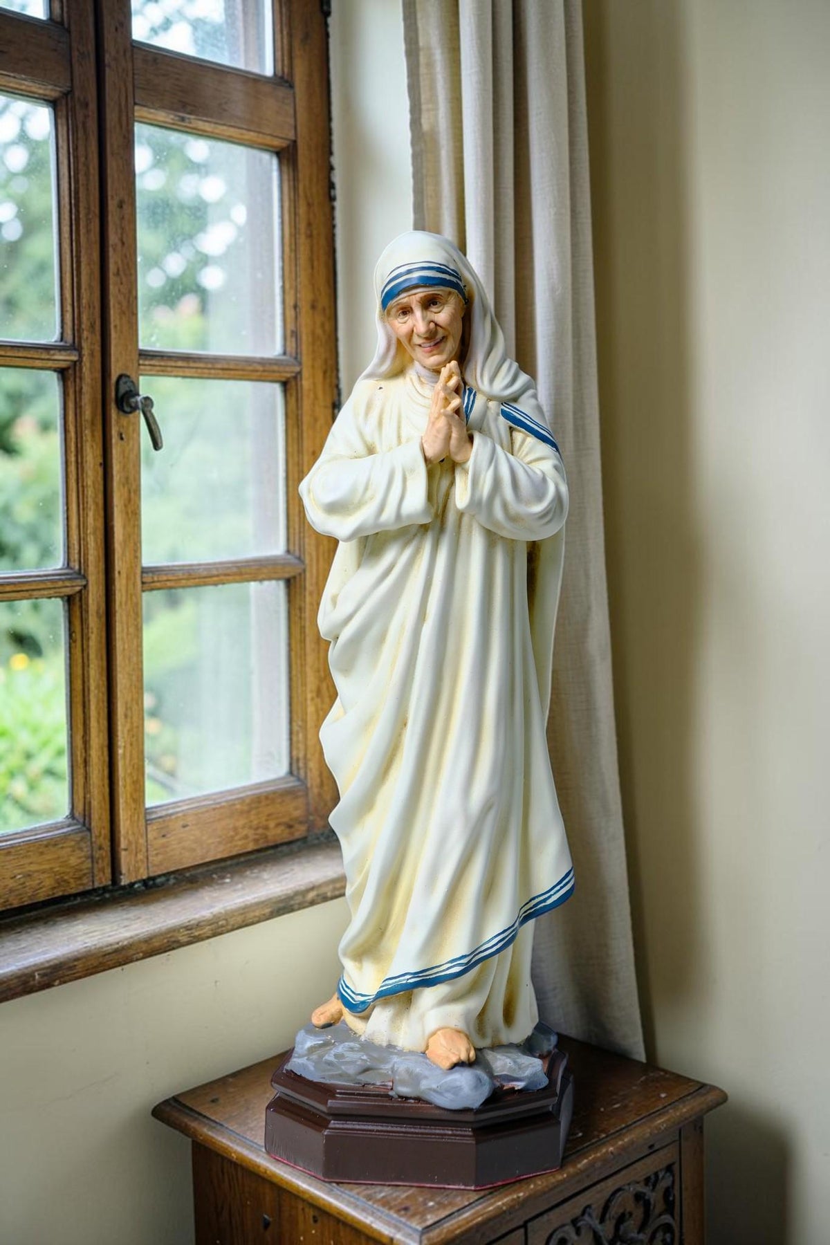 Saint Mother Teresa Statue 25cm Antique Catholic Stone Resin Religious Figurine