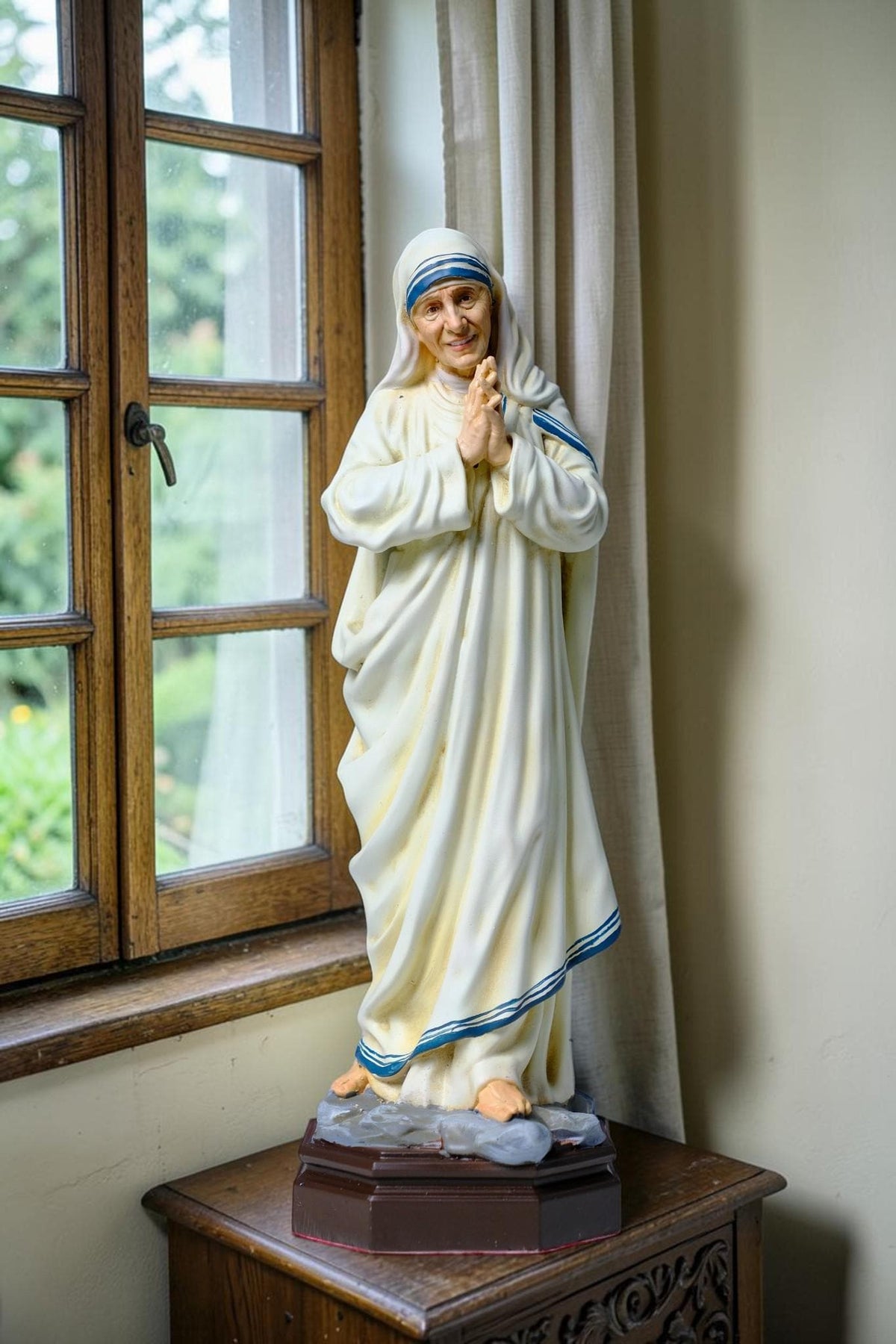Saint Mother Teresa Statue 25cm Antique Catholic Stone Resin Religious Figurine