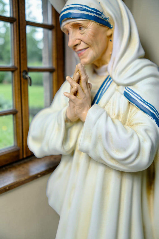 Saint Mother Teresa Statue 25cm Antique Catholic Stone Resin Religious Figurine
