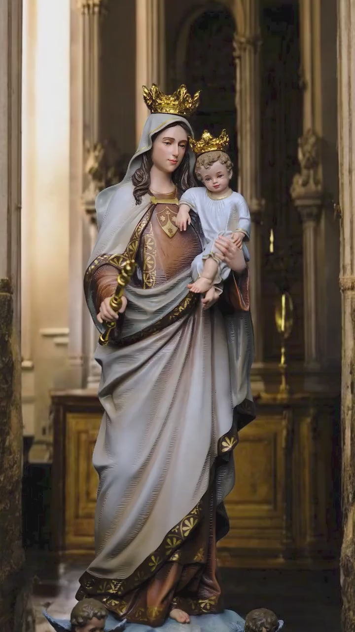 Handmade Our Lady of Mount Carmel Statue: Antique-Style Catholic Decor