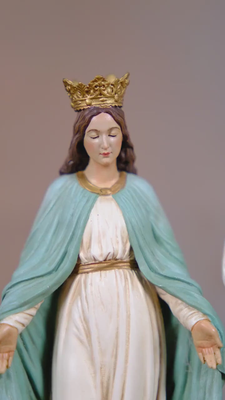 Hand-Painted Saint Joseph & Virgin Mary Statue Set, 13cm Catholic Home Altar Decor