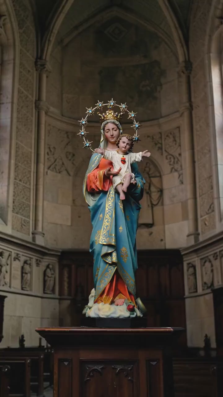 Hand-Painted Mother of God Statue | Catholic Home Altar Decor, 16.5"