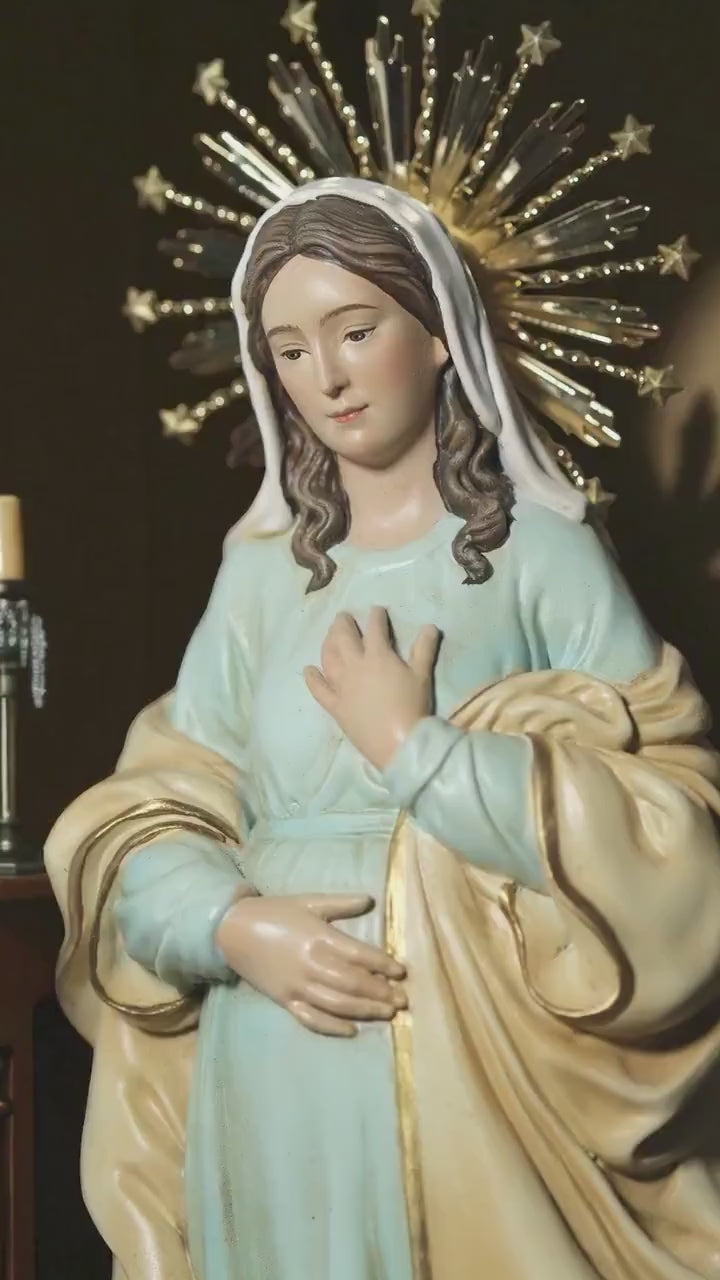 Our Lady of Hope Statue: 30cm Handcrafted Gold-Plated Crown