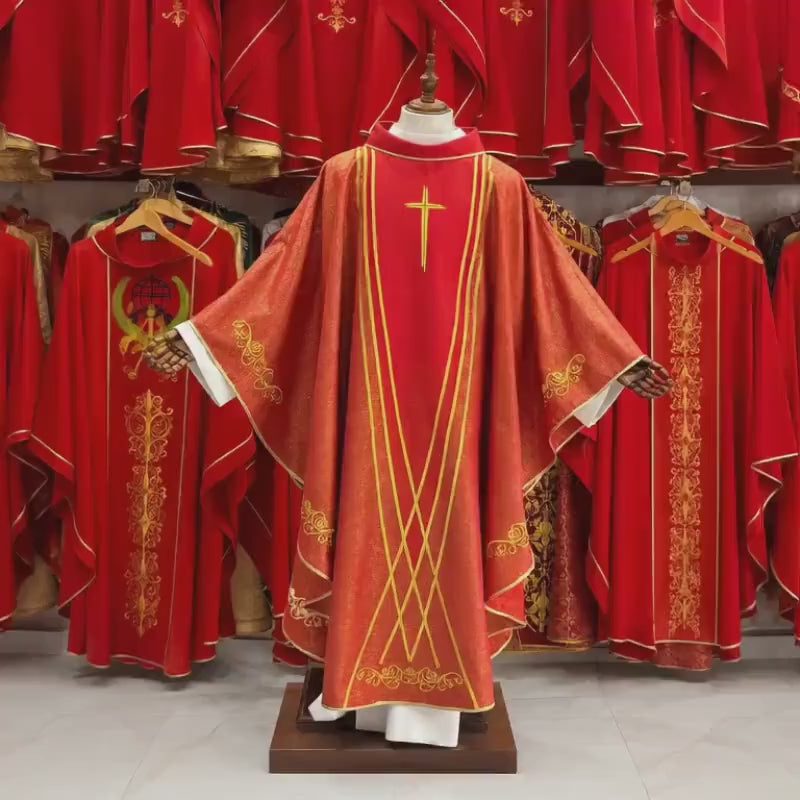 Custom Embroidered Catholic Chasuble Vestment: Clergy Mass Robe All Colors