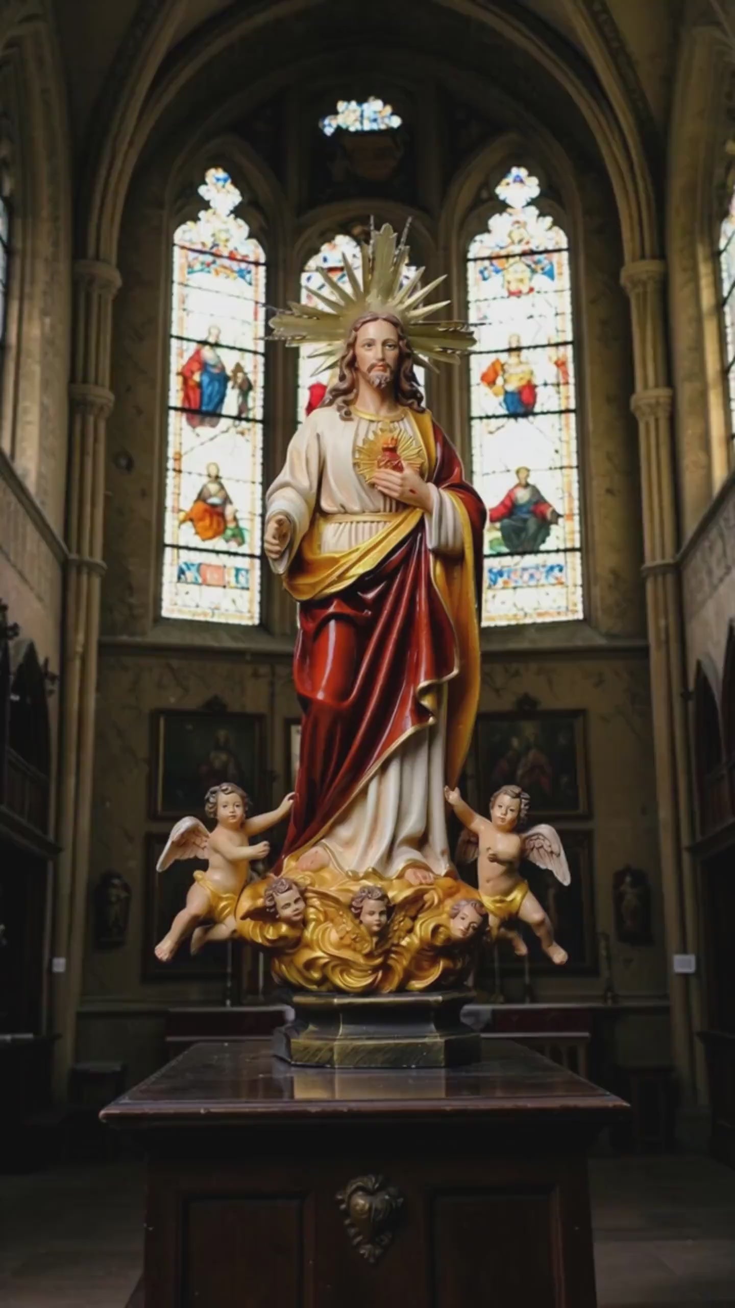 Sacred Heart of Jesus Statue with Angels, Handmade Catholic Statue, Religious Home Altar Decor, Christian Gift, 35cm 60cm