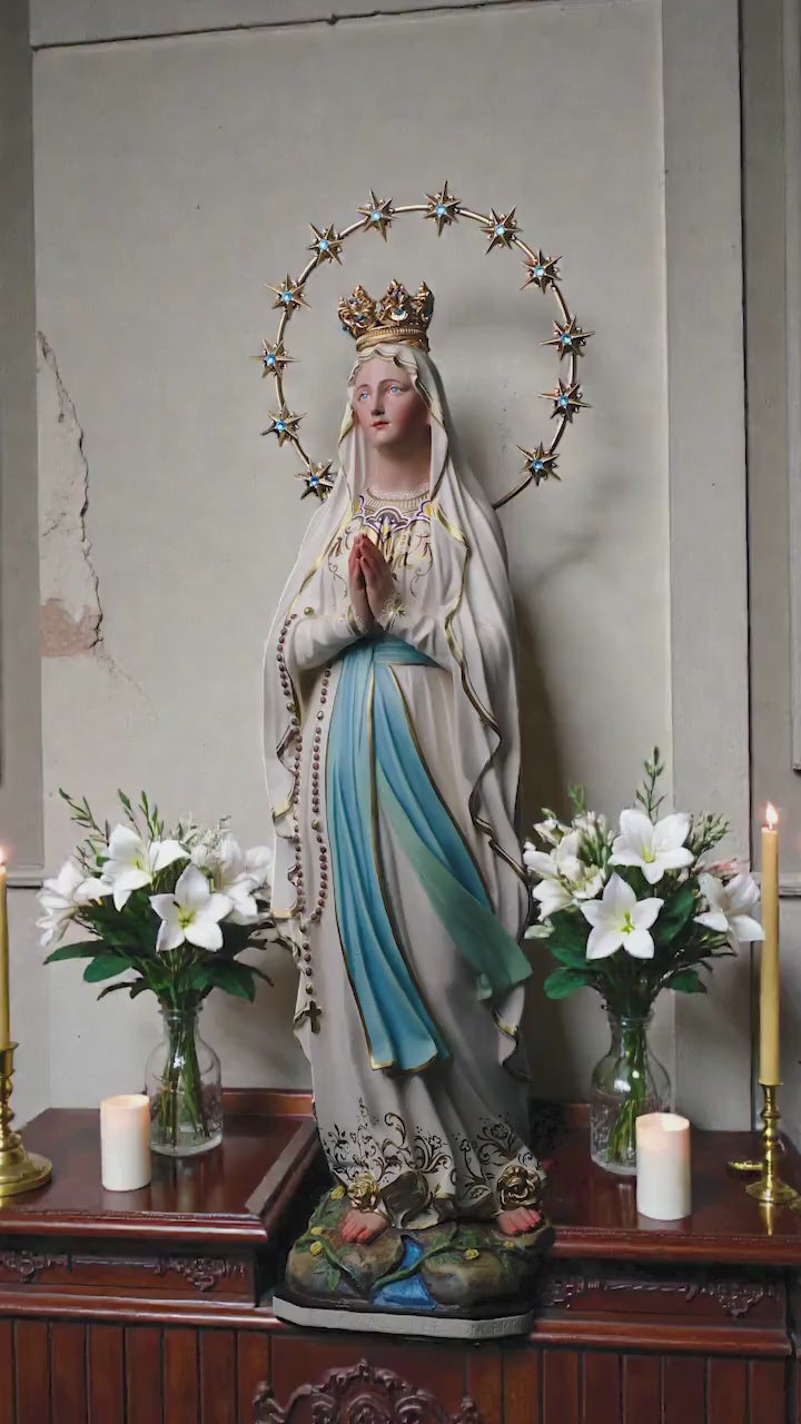 Hand-Painted Our Lady of Lourdes Statue 60cm Catholic Home Altar Decor