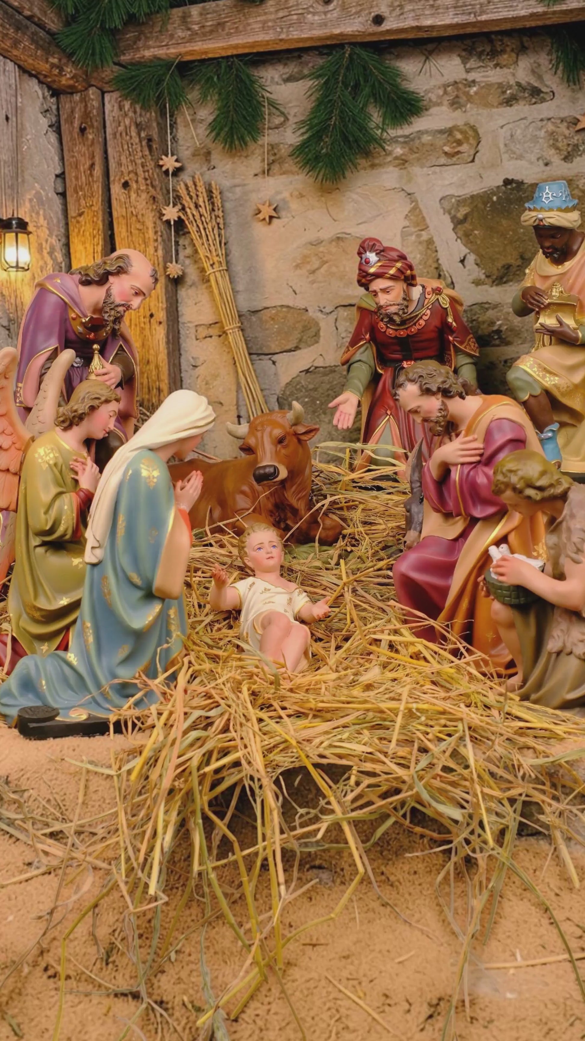 Hand-Painted 10-Piece Catholic Nativity Set: Holy Family Religious Christmas Decor