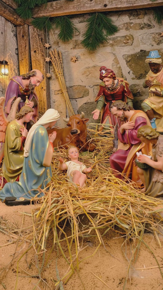 Hand-Painted 10-Piece Catholic Nativity Set: Holy Family Religious Christmas Decor