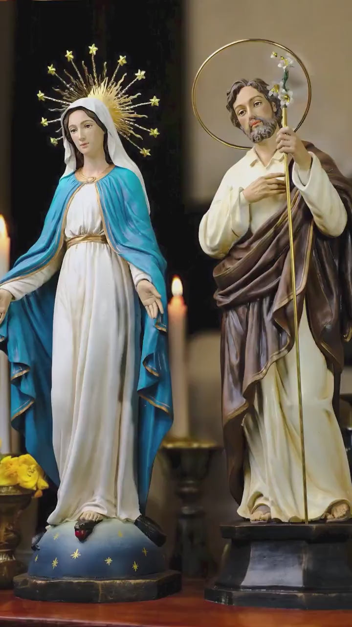 Hand-Painted Our Lady of Grace Statue | Antique Catholic Decor (50 cm)