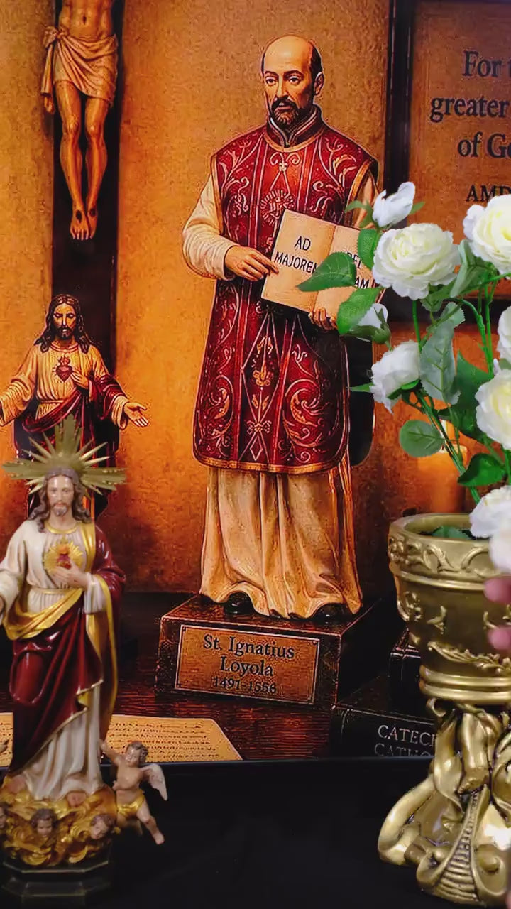 Handmade St Ignatius of Loyola Statue Catholic Saint Figurine Jesuit Priest Statue Religious Home Altar Catholic Gift Decor