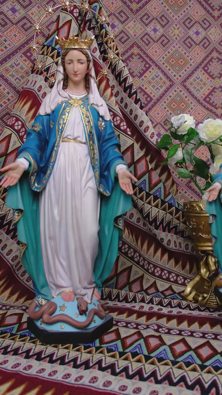 Hand-Painted Our Lady of Grace Statue, Catholic Home Altar Decor (40cm/60cm)