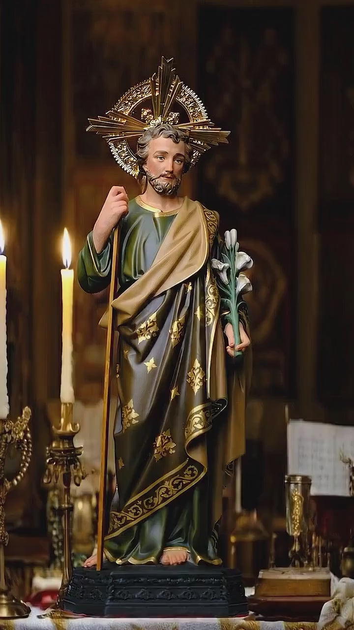 Hand-Painted Saint Joseph and Baby Jesus Statue | Catholic Home Decor (40cm)