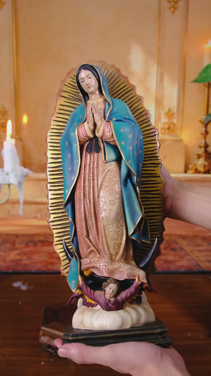 Our Lady of Guadalupe Statue 27cm 44cm Hand Painted Catholic Virgin Mary