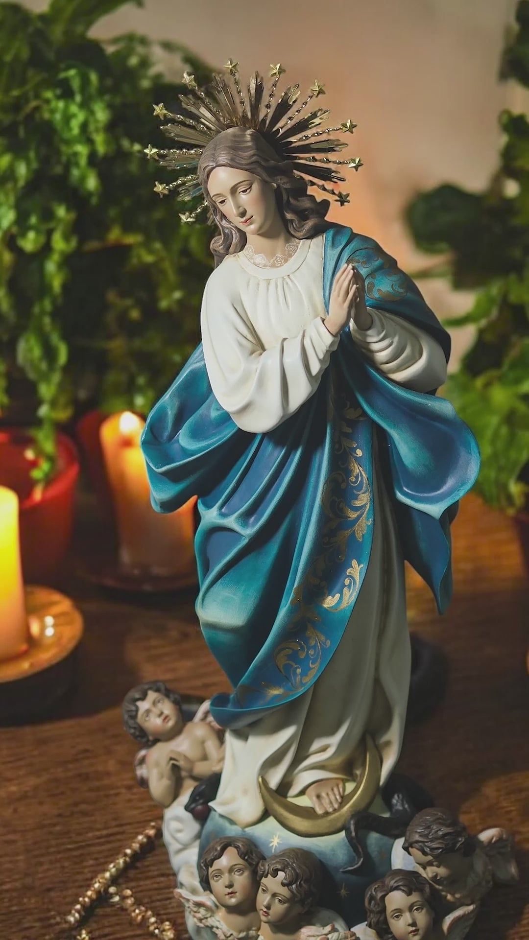 Immaculate Conception Virgin Mary Statue, Hand-Painted, 35/60 cm