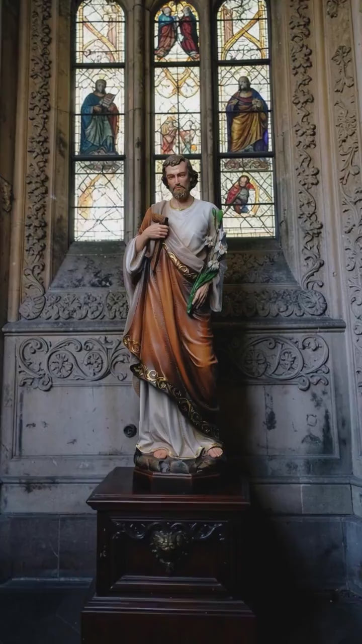 Saint Joseph Statue with Lily 53cm Catholic Saint Joseph Figurine Religious Home Altar Decor Christian Gift Prayer Statue