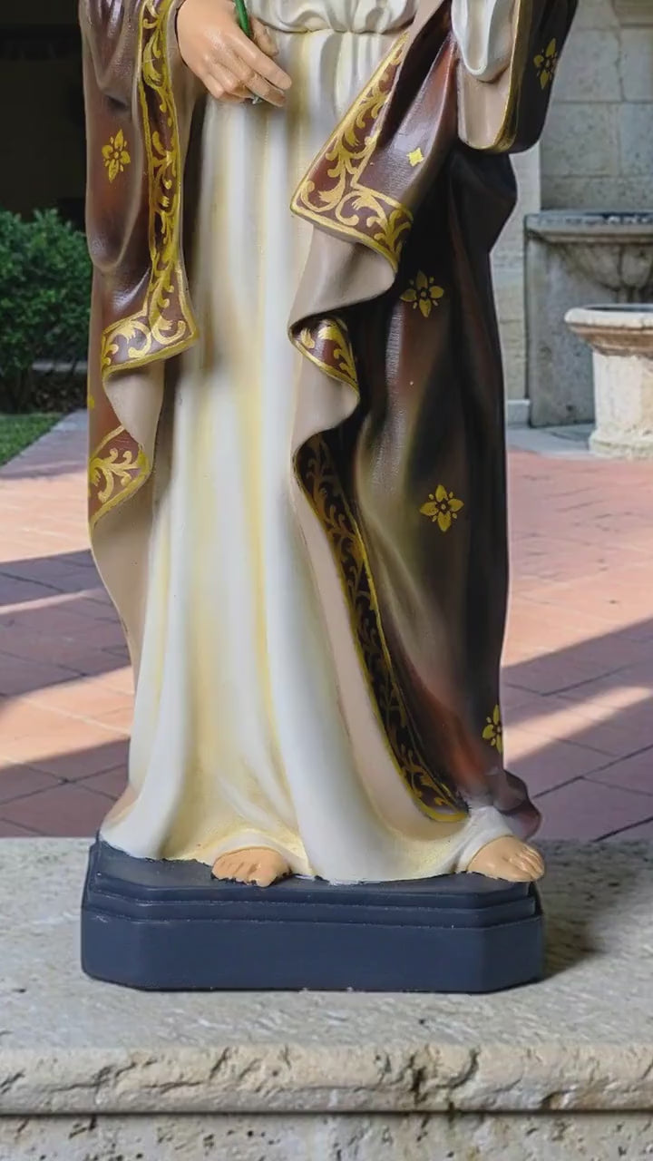 Saint Joseph Statue 40cm Green Hand Painted Catholic Stone Resin Sculpture