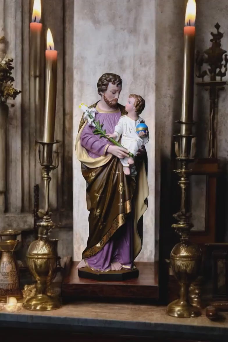 Hand-Painted Saint Joseph Statue | Catholic Home Altar Decor (30cm, 11.8in )