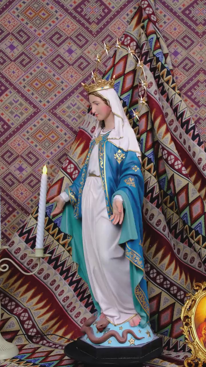 Hand-Painted Our Lady of Grace Statue, Catholic Home Altar Decor (40cm/60cm)